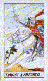 Tiny Universal Waite Knight of Swords card