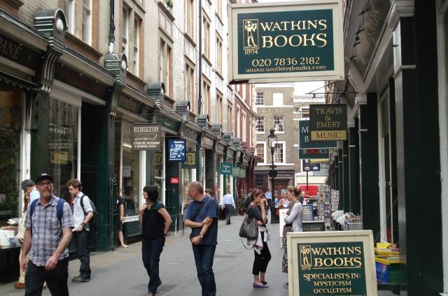 small pedestrian street of Victorian shops