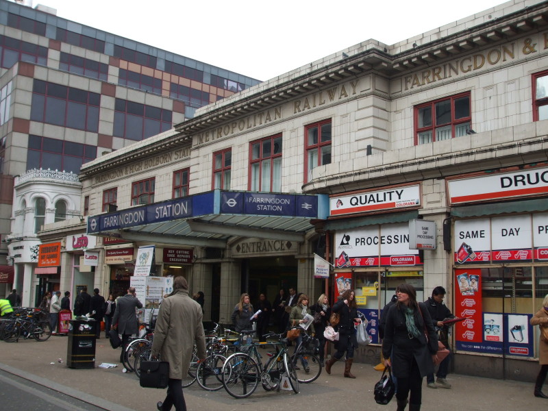 ornate white-tiled Art Deco station-entrance