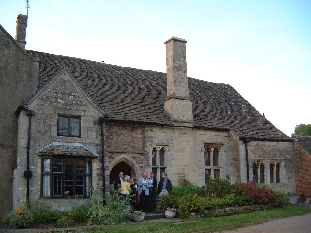 view of Mediaeval stone house with diamond-paned windows