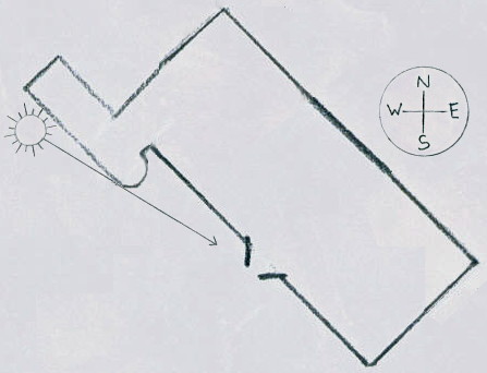 line drawing of block angled at 45° with wing sticking out in line with but left-shifted from top left