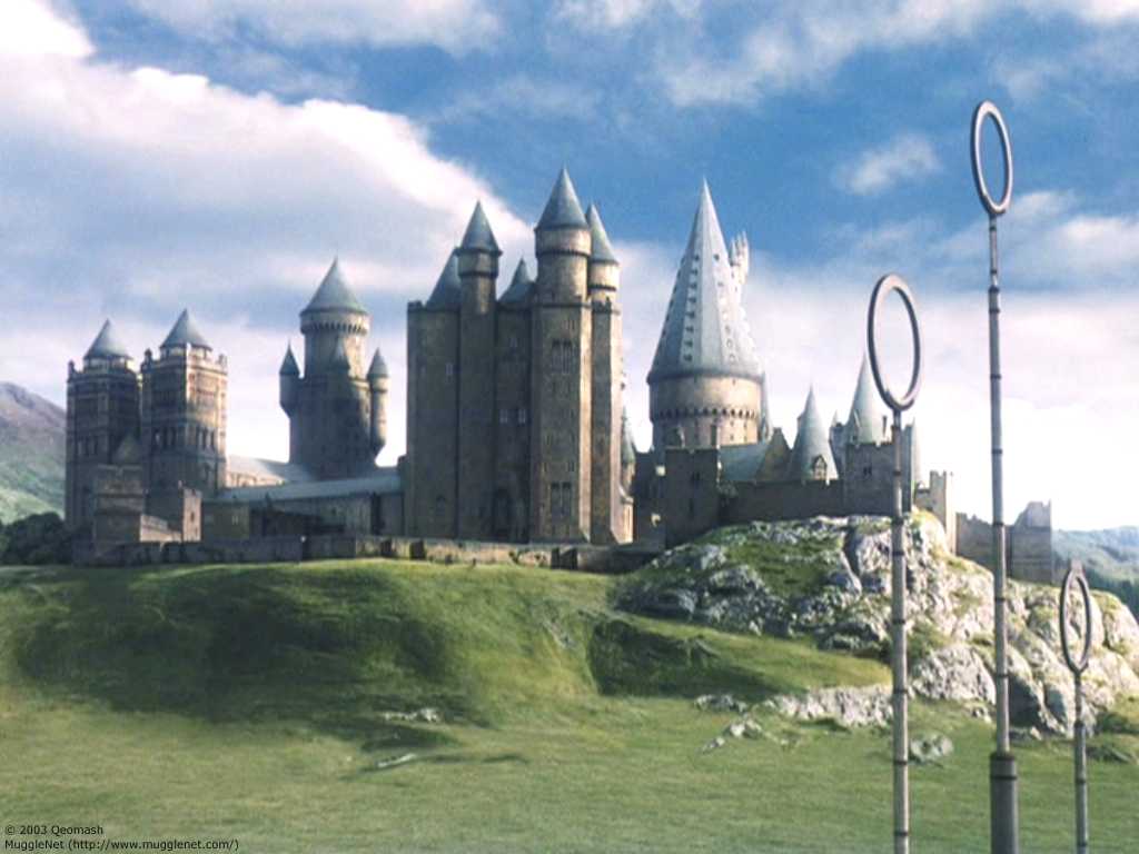 film version of Hogwarts, showing clusters of fantastical, alien-looking and very obviously computer-generated towers