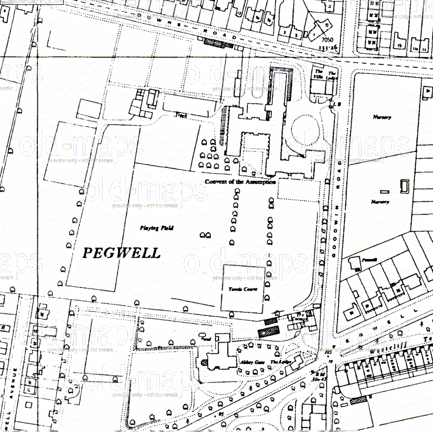 line map of the area around Assumption House