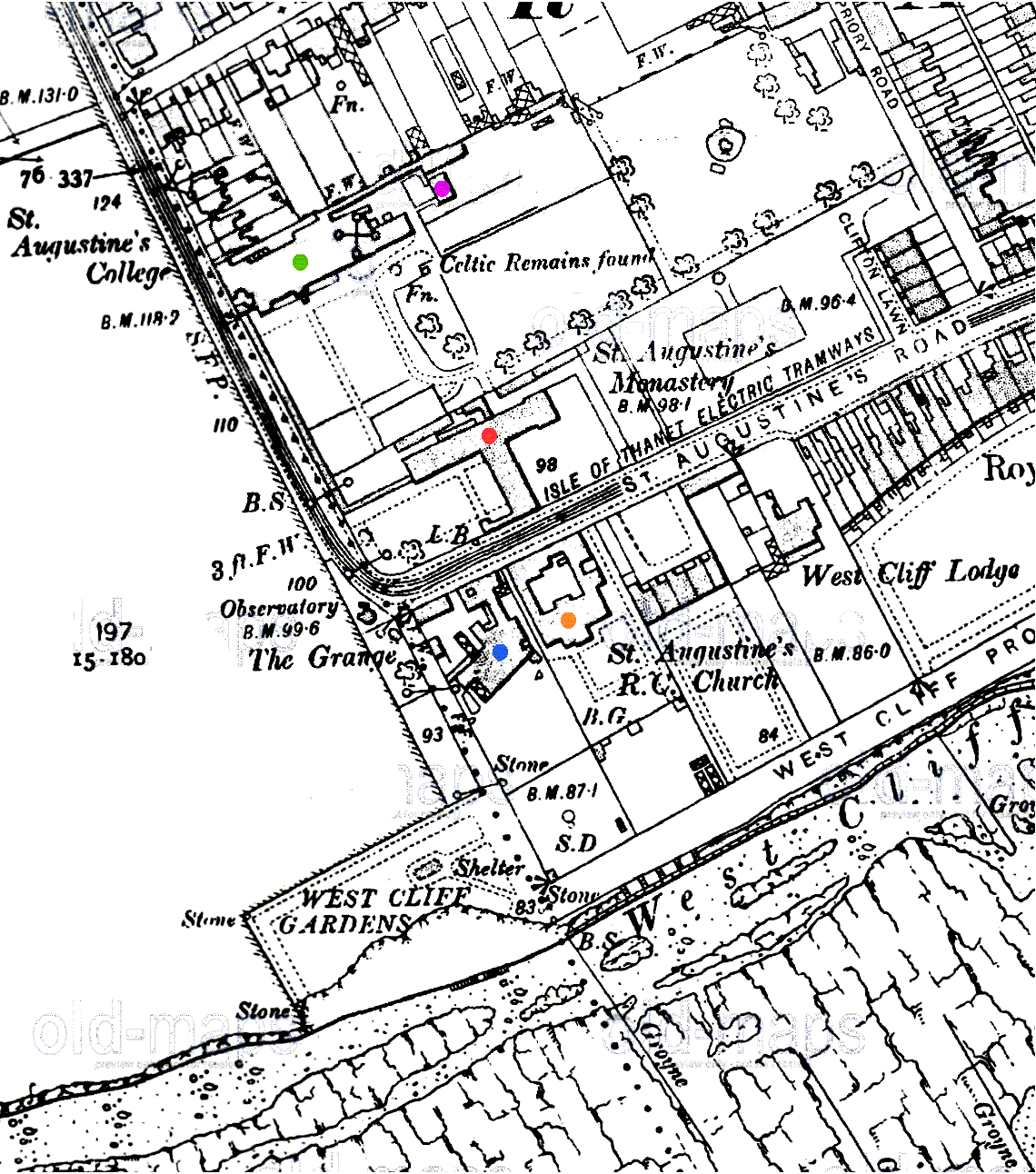 line map of the area around St Augustine\'s Abbey