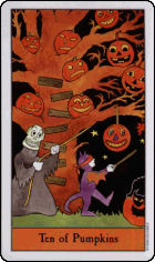 Halloween Tarot Ten of Pumpkins card