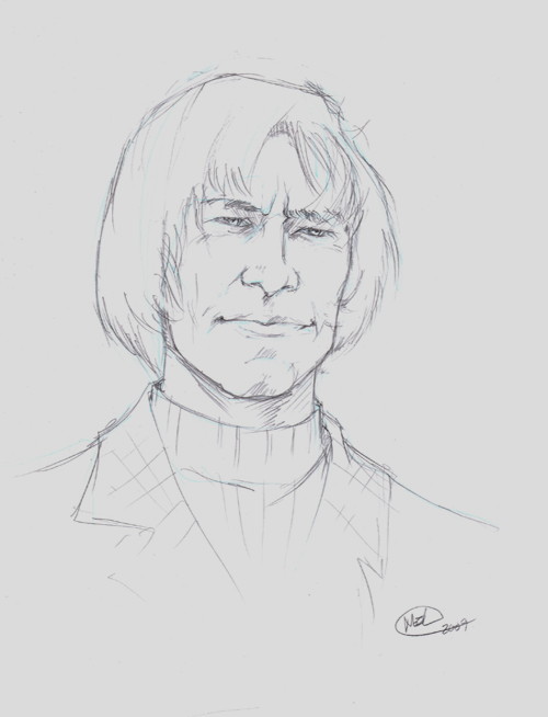 full-face pencil drawing of John