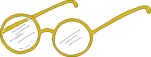 drawing of round gold wire-rimmed spectacles