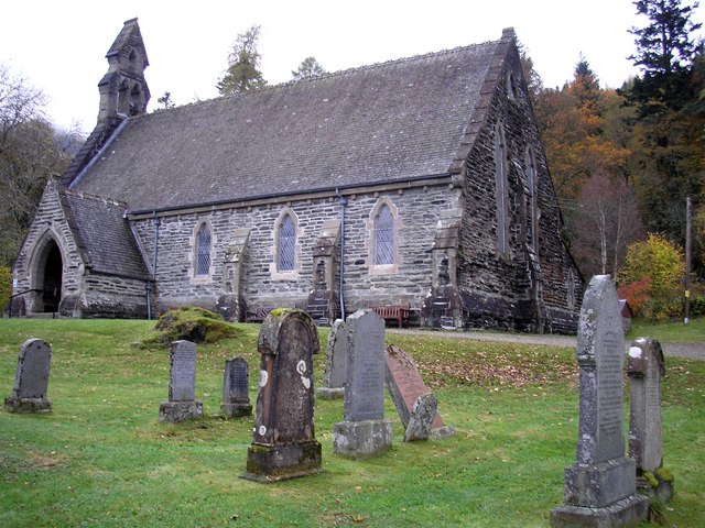 grey stone church seen across a graveyard