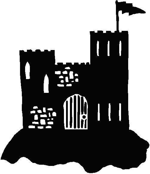 plain black graphic of castle