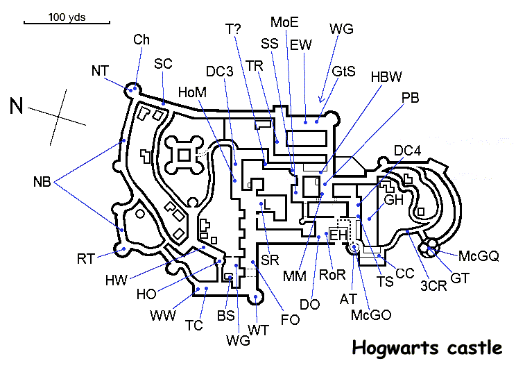 labelled plan of castle