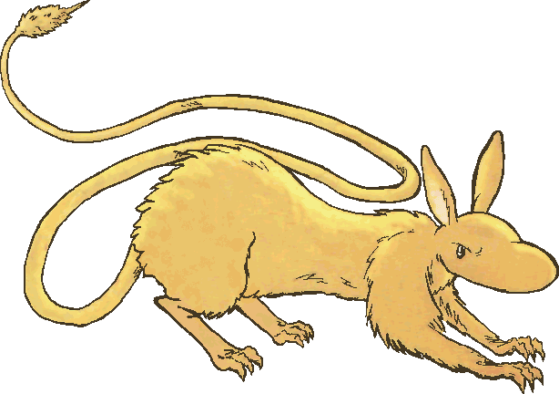 Cartoon of alien creature, resembling large rat with donkey-ears