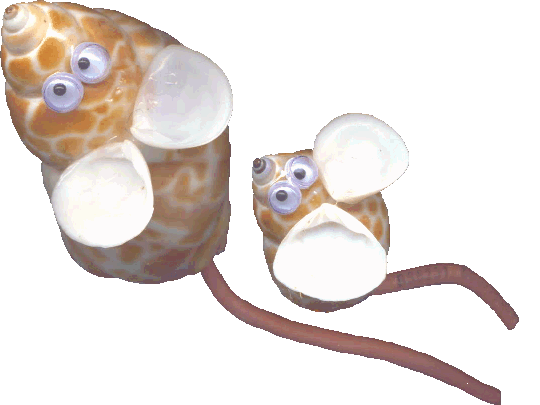 Large and small mice made out of shells