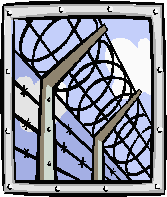 drawing of high barbed-wire fence