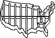 drawing of prison-bars in shape of USA