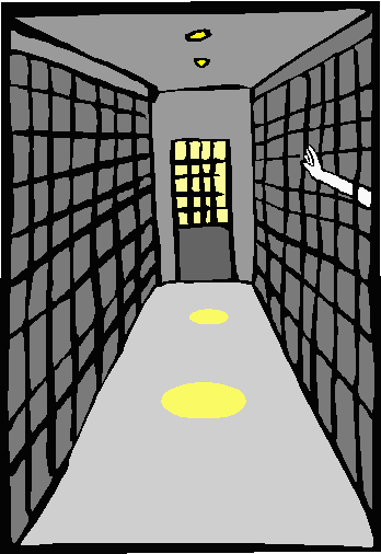 drawing of prison corridor