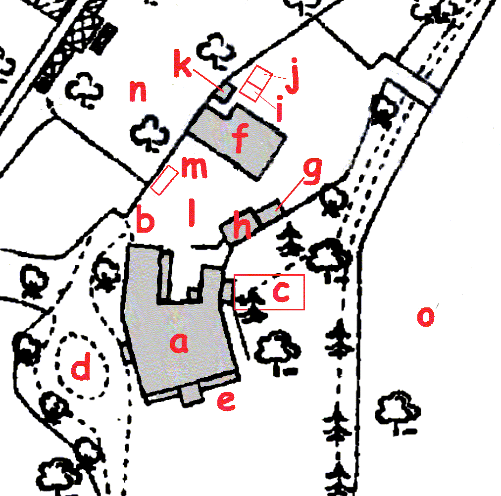 plan showing the arrangement of the buildings at Madeley Court