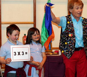 Pupils in Newport, SouthWales eagerly participating in maths show