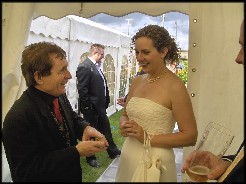 Gerrythe magician  entertains the bride at a Cardiff wedding